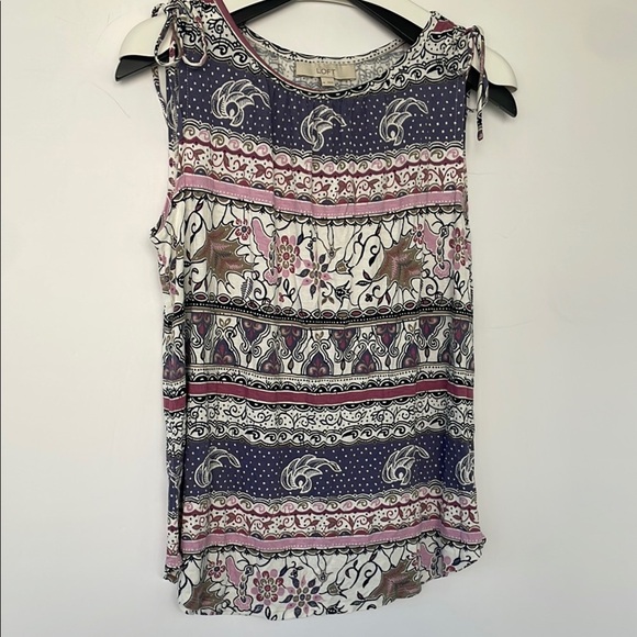 LOFT Purple and Pink Sleeveless Tank Top Medium - Picture 6 of 15